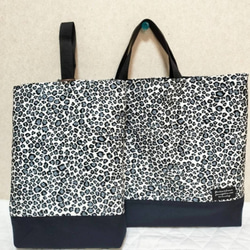 ぴょん☆様 レッスンバッグ シューズ袋 他 ハンドメイド ヒョウ柄レッスンバッグ、シューズケース2点セット レッスンバッグ