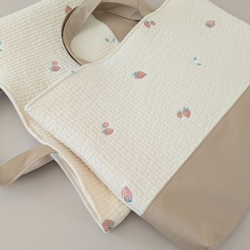 いちご刺繍のヌビバッグ レッスンバッグと上靴入れセット ヌビバッグ