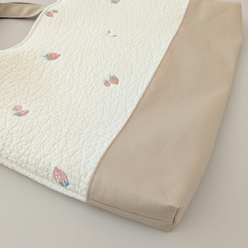 いちご刺繍のヌビバッグ レッスンバッグと上靴入れセット ヌビバッグ