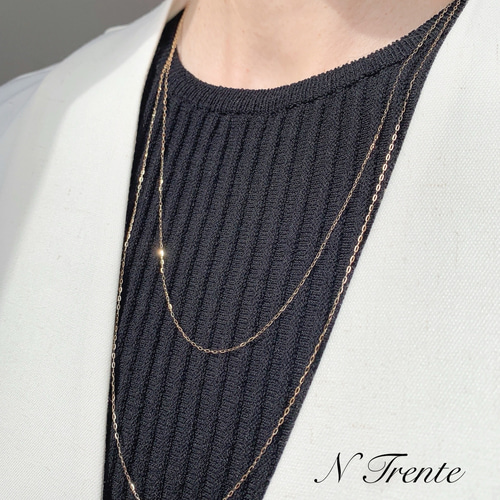 送料無料＊【K18(18金)】2連 華やか きらめくイタリアチェーン