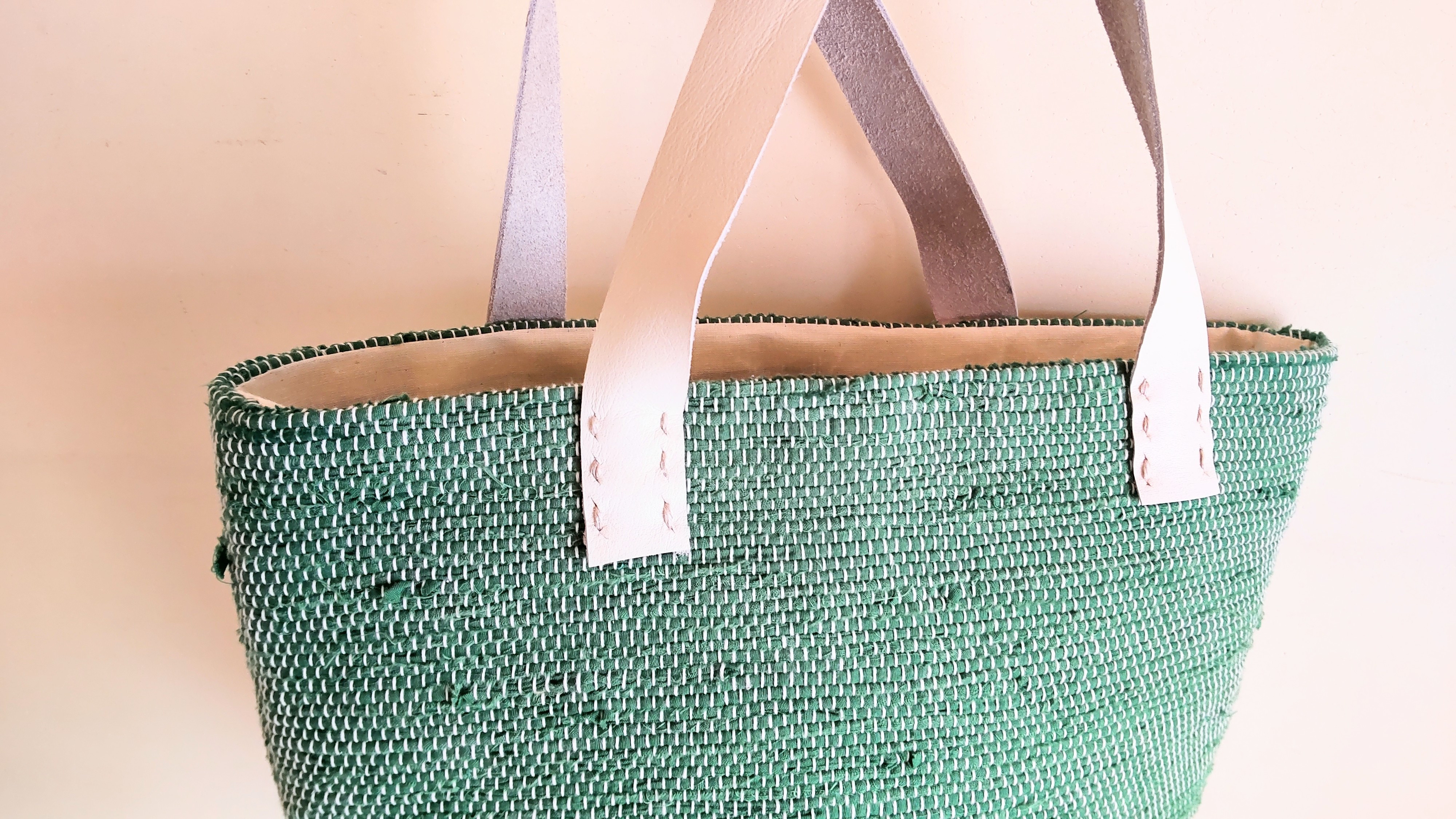 裂き織りトートバッグ グリーン