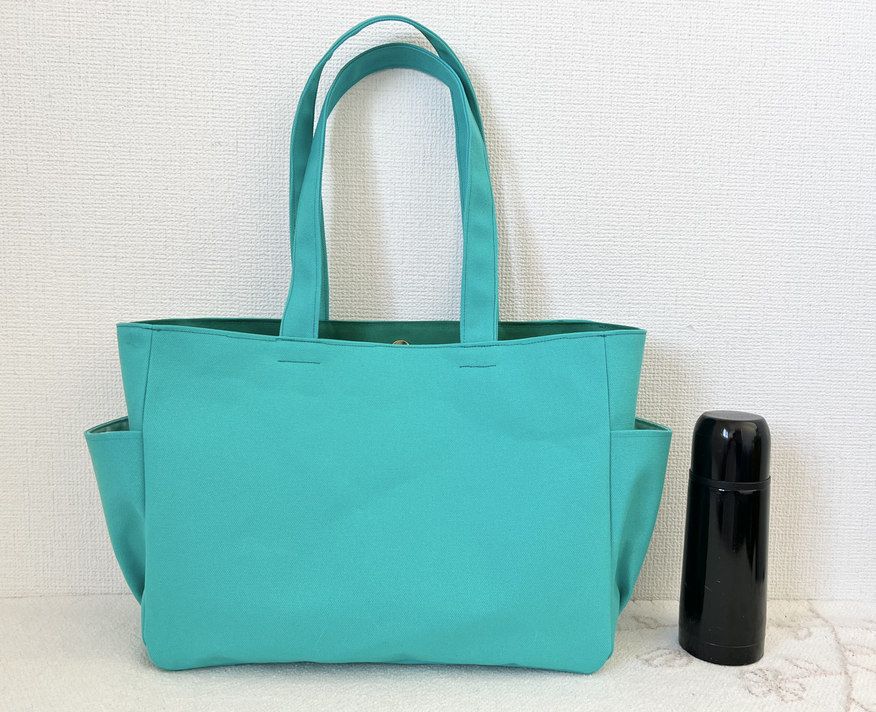 【Lサイズ】エメラルド　8号倉敷帆布使用　肩掛けバッグ　akaneko 大きめバッグ　A4