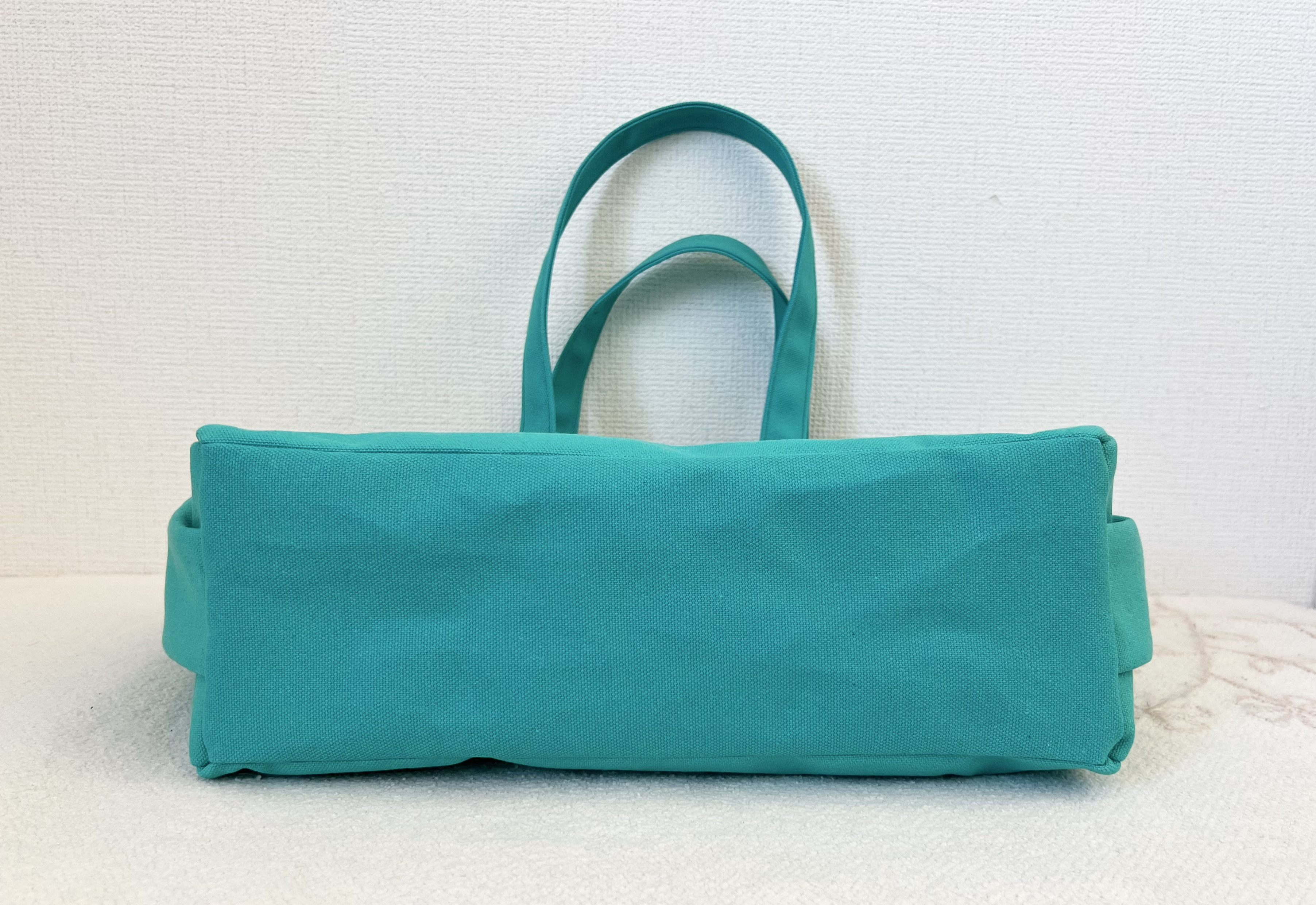 【Lサイズ】エメラルド　8号倉敷帆布使用　肩掛けバッグ　akaneko 大きめバッグ　A4