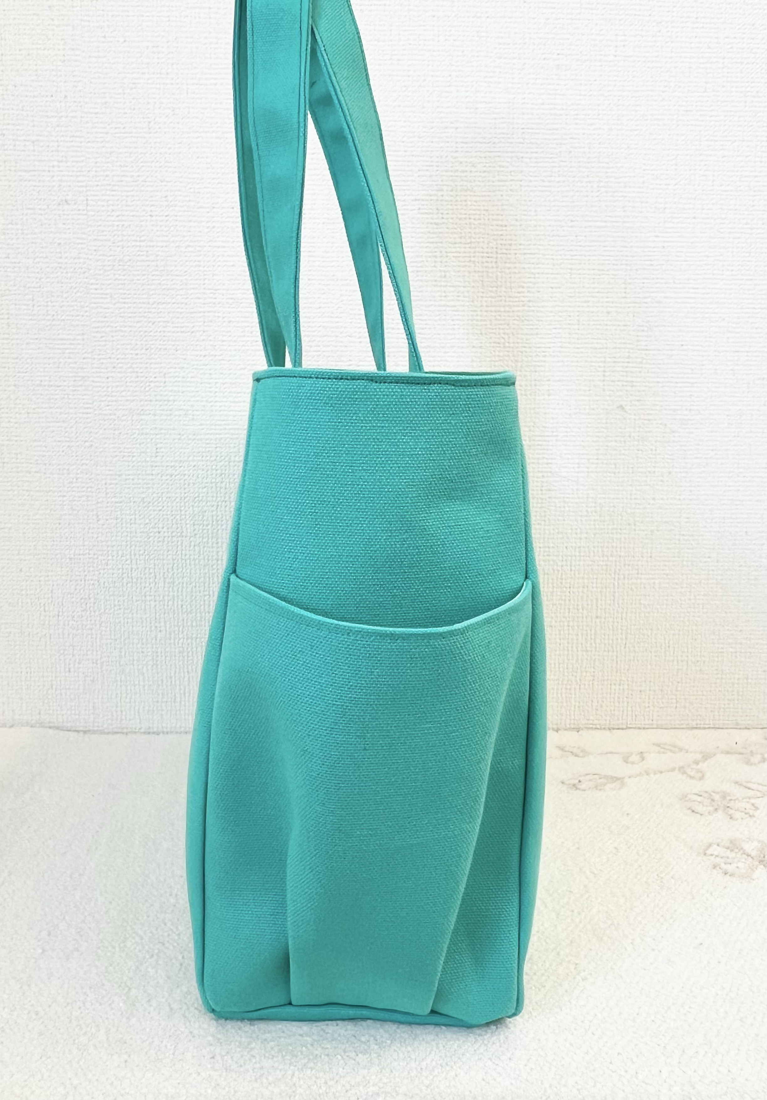 【Lサイズ】エメラルド　8号倉敷帆布使用　肩掛けバッグ　akaneko 大きめバッグ　A4