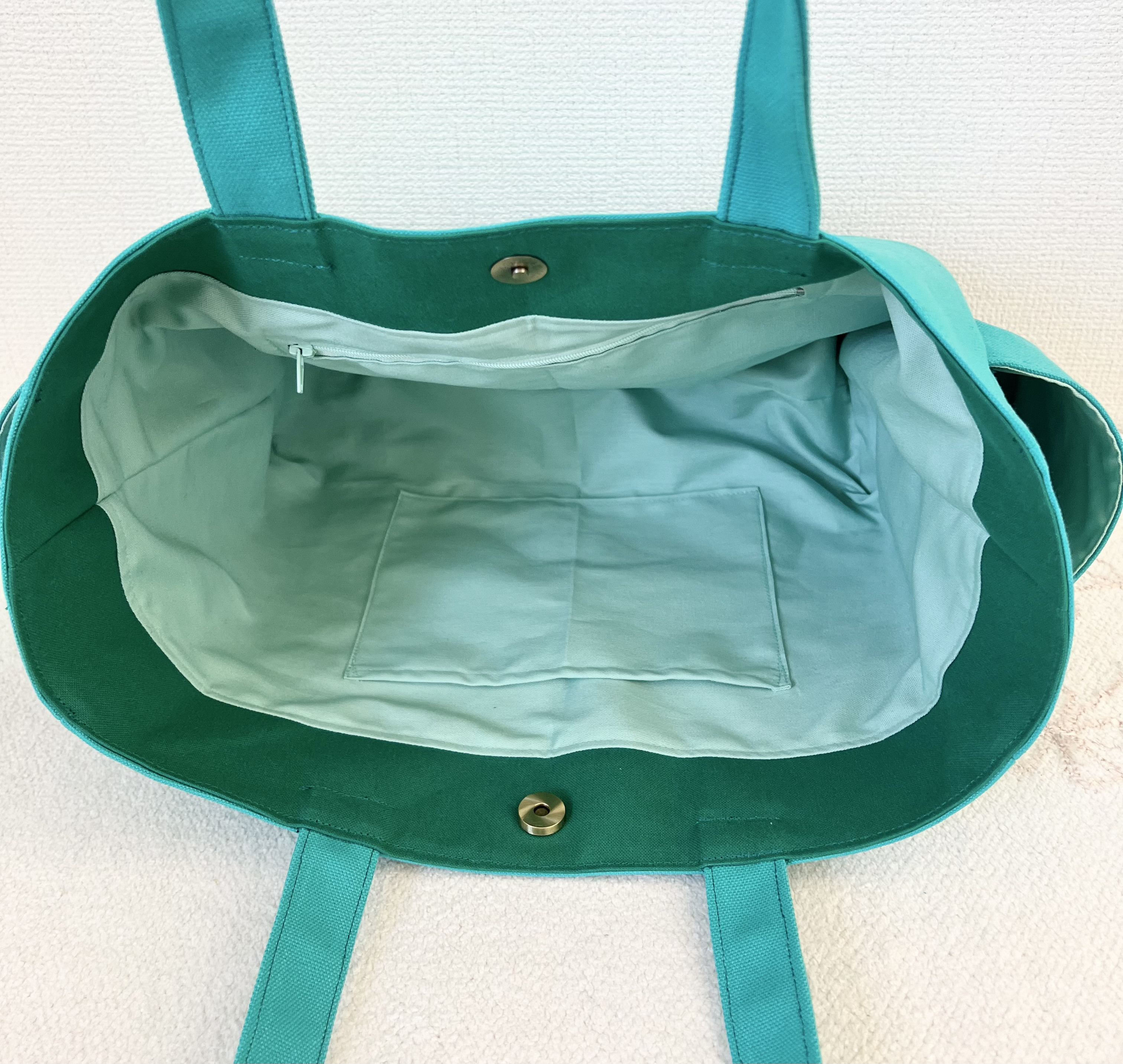 【Lサイズ】エメラルド　8号倉敷帆布使用　肩掛けバッグ　akaneko 大きめバッグ　A4