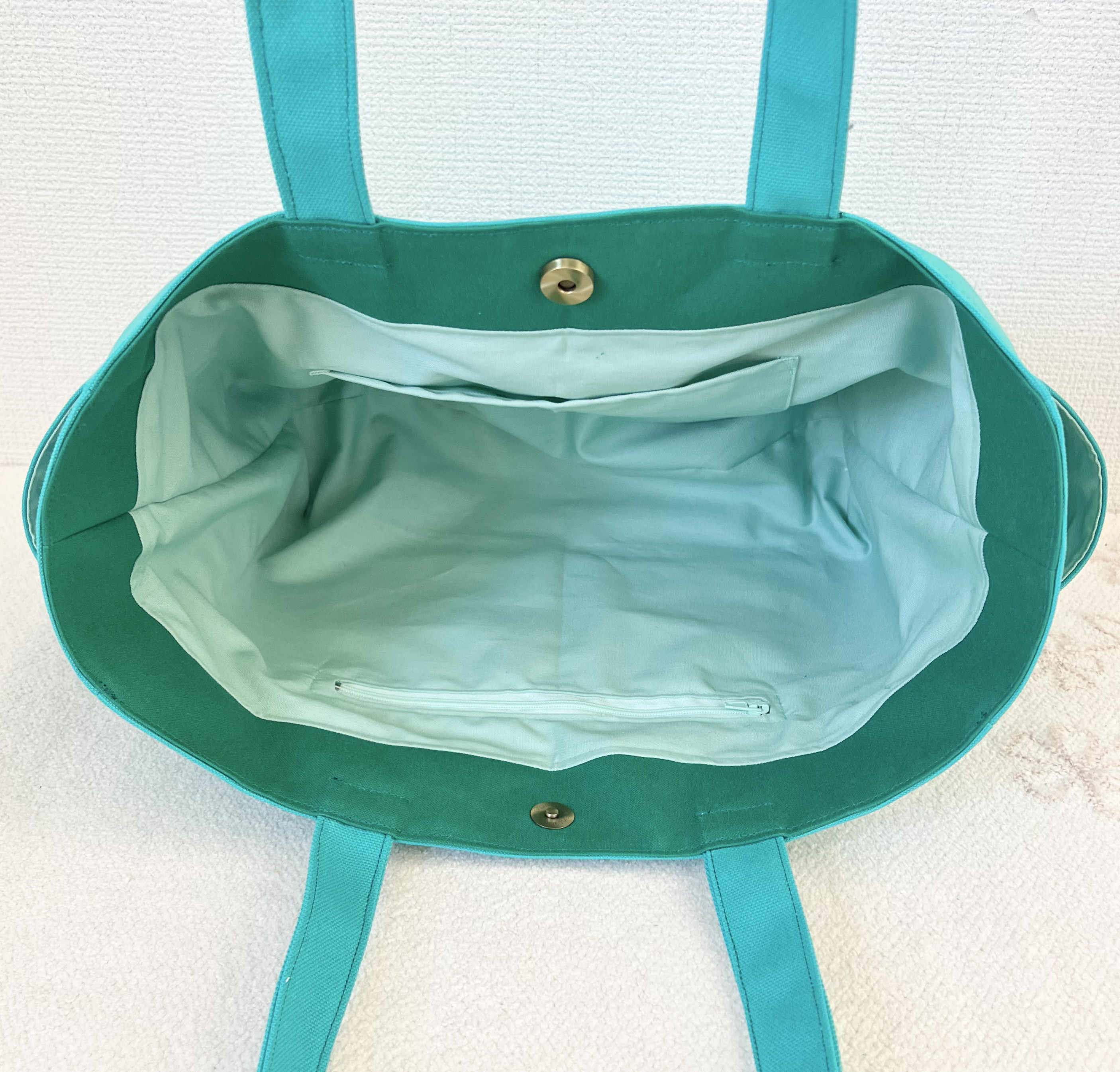 【Lサイズ】エメラルド　8号倉敷帆布使用　肩掛けバッグ　akaneko 大きめバッグ　A4