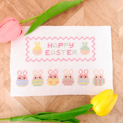 クロスステッチ図案』刺繍図案 刺繍でつくる春のイースター ころん