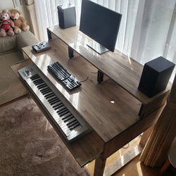 DTMデスク S-150-70 スライドラック付き キーボード シンセサイザー