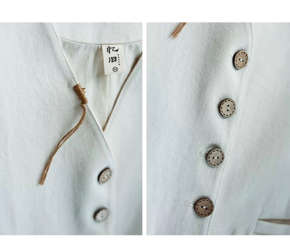 レイヤードでおしゃれ度アップ　デニムコットンのベスト　ポケット付【春秋夏】アイボリー 8枚目の画像