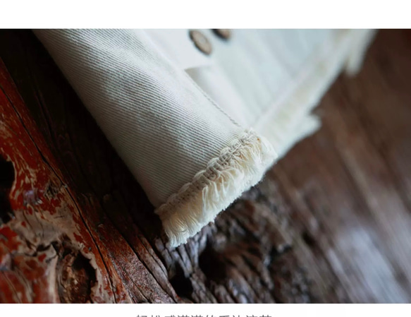 レイヤードでおしゃれ度アップ　デニムコットンのベスト　ポケット付【春秋夏】アイボリー 11枚目の画像