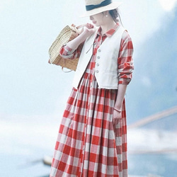 レイヤードでおしゃれ度アップ　デニムコットンのベスト　ポケット付【春秋夏】アイボリー 6枚目の画像