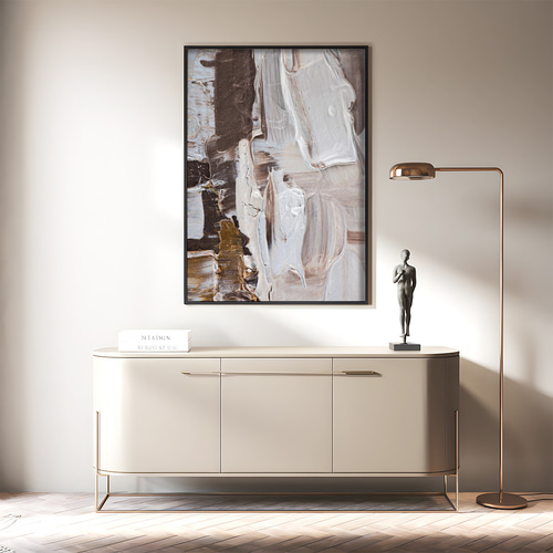 アートポスター 抽象画 テクスチャーアート ブラウン ホワイト 北欧