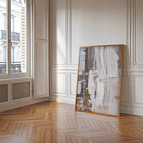 アートポスター 抽象画 テクスチャーアート ブラウン ホワイト 北欧