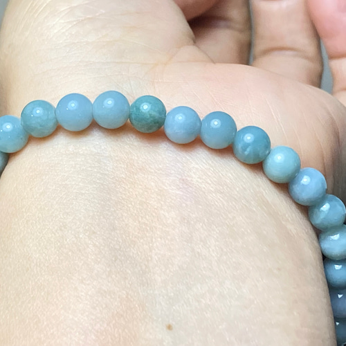 BR7-07 青灰色 6.0mm グアテマラ産 天然 本翡翠 ブレスレット バングル