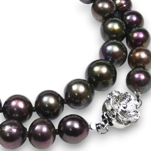 アコヤピーコックブラック真珠 ネックレスペンダント アコヤ本真珠ネックレス ピーコックブラック染め8.5-10.0mm/42cm