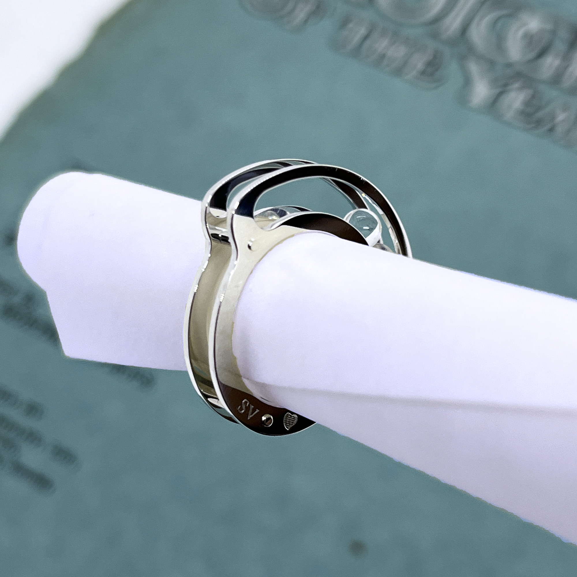 Two Rolling Crystal Balls Ring (Order Production)