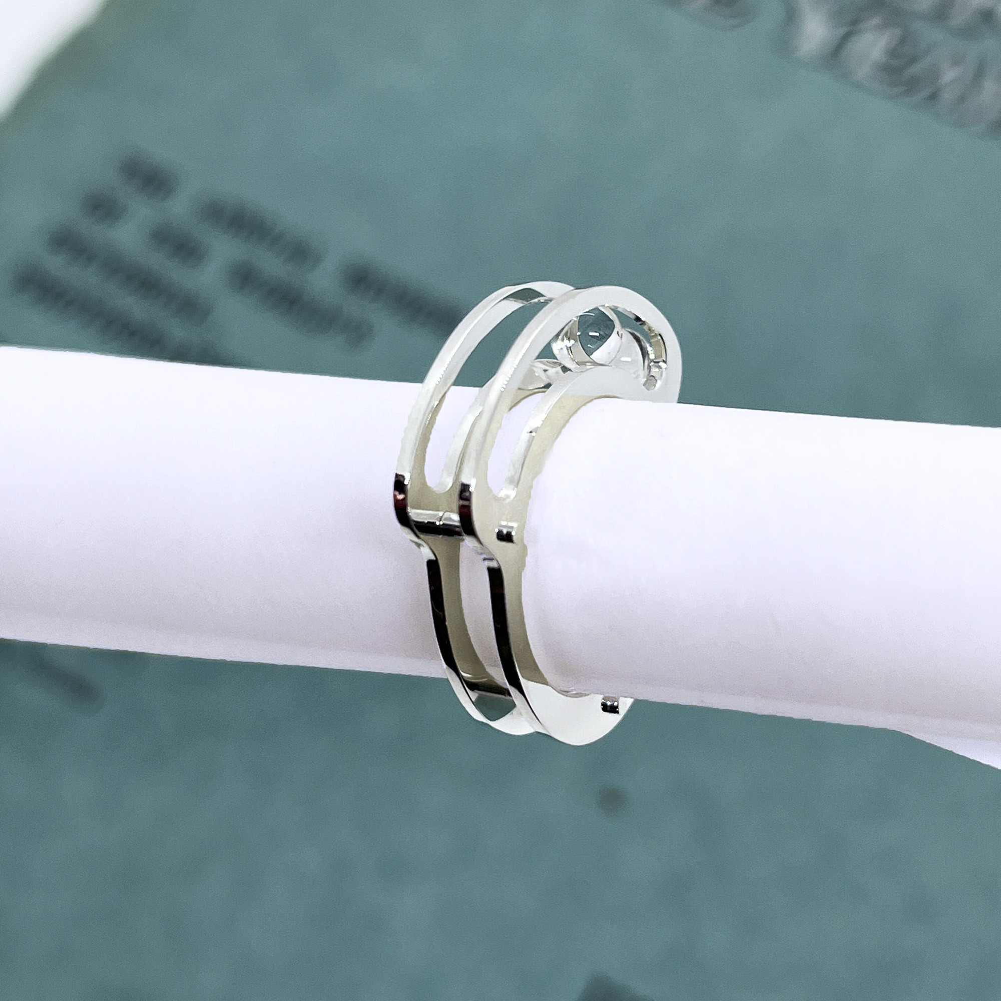 Two Rolling Crystal Balls Ring (Order Production)