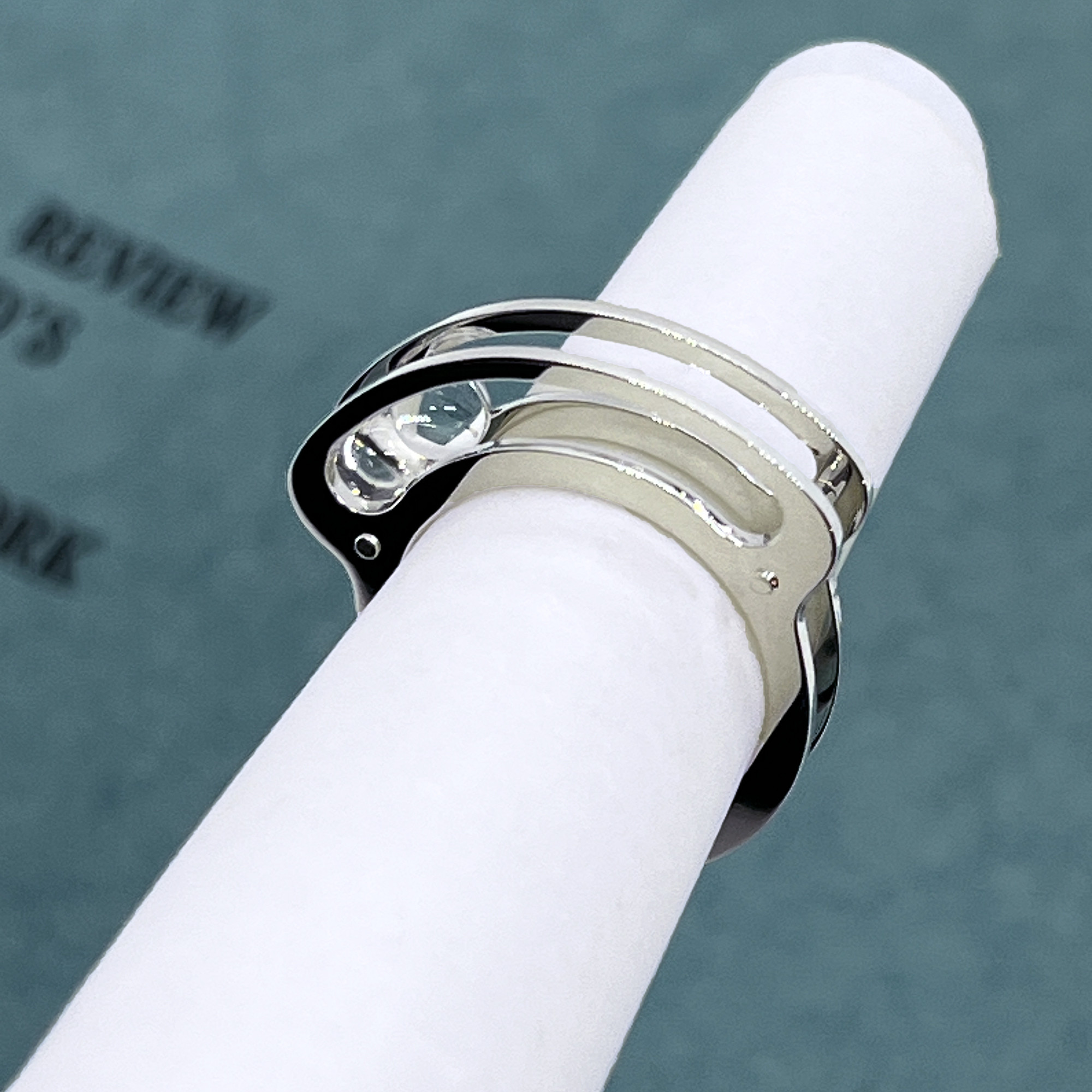 Two Rolling Crystal Balls Ring (Order Production)