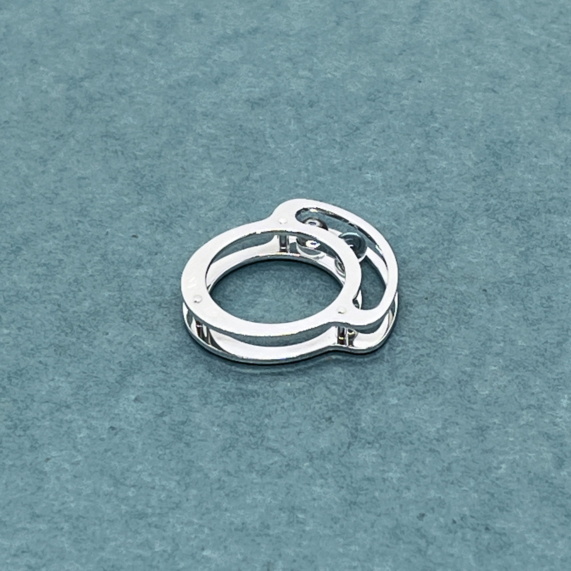 Two Rolling Crystal Balls Ring (Order Production)