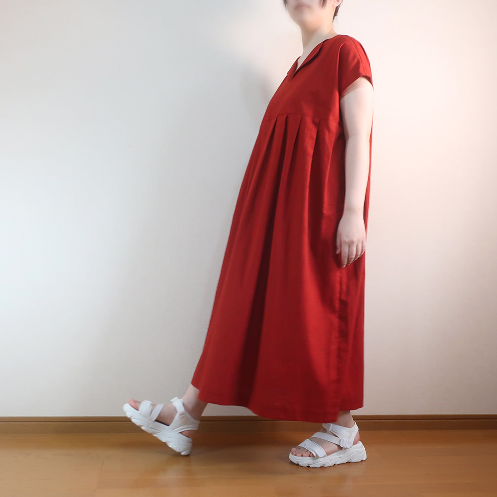 普段着ワンピ 透け感無し 秋冬もＯＫ マキシ丈 フレンチワンピース（コットン／全７色）