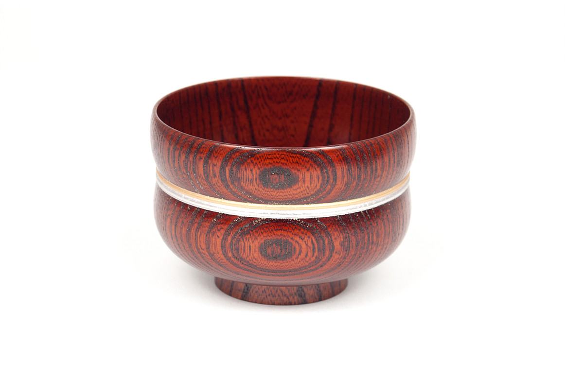 ■SO-0599 欅3.6ひさご椀　赤摺　金銀