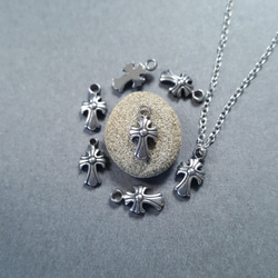 [1pcs] オール ステンレス 小さい クロス ペンダントトップ チャーム マルカン付 サージカルステンレス 5枚目の画像