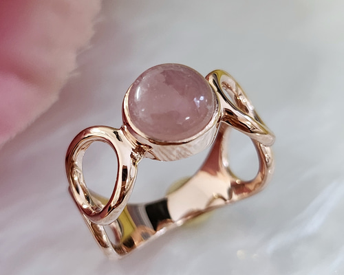 大人気】くすみカラー☆ローズクォーツ ラウンド8mmマルマルリング H