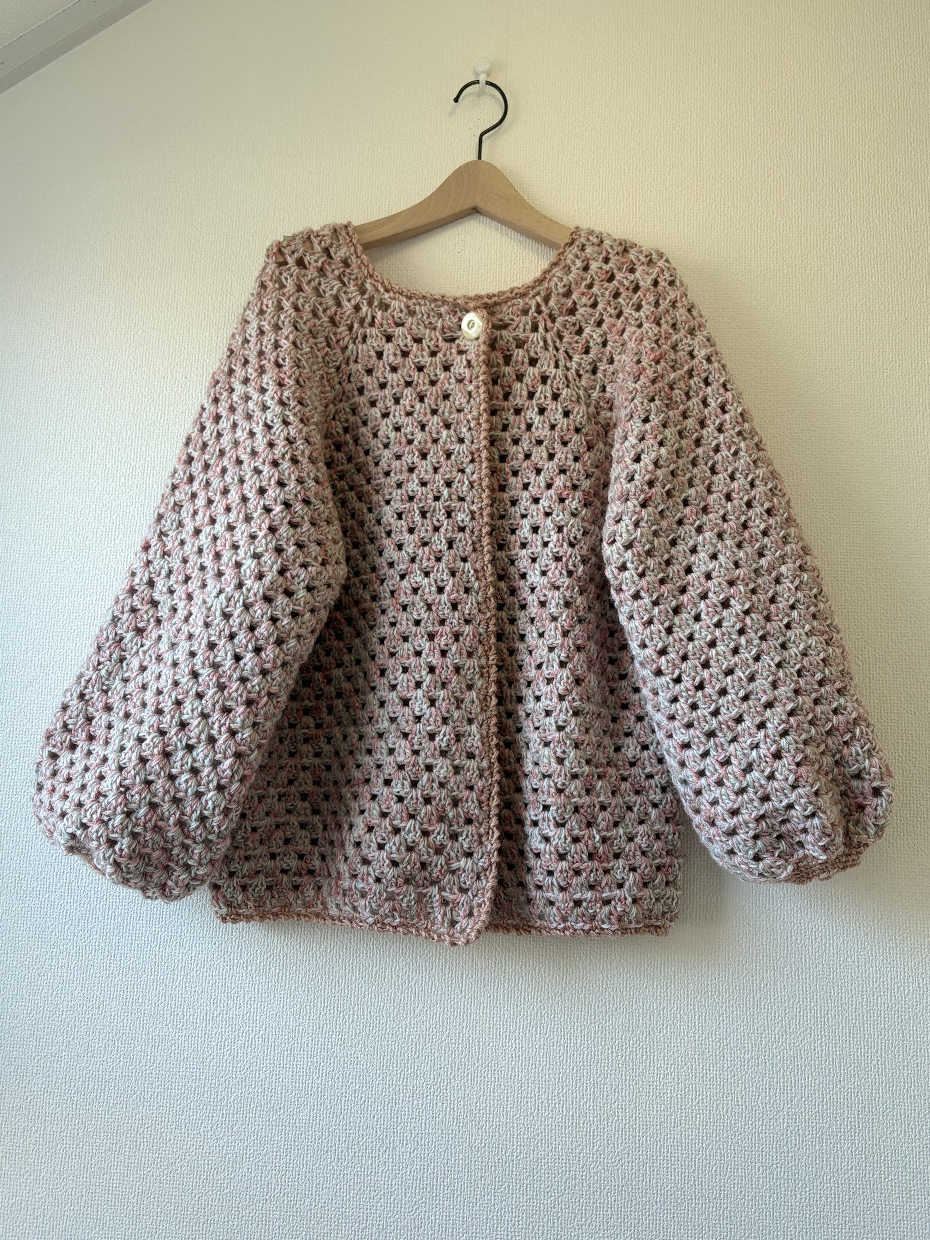 ☆handmade☆手編みピンク系ニットジャケットorカーディガン