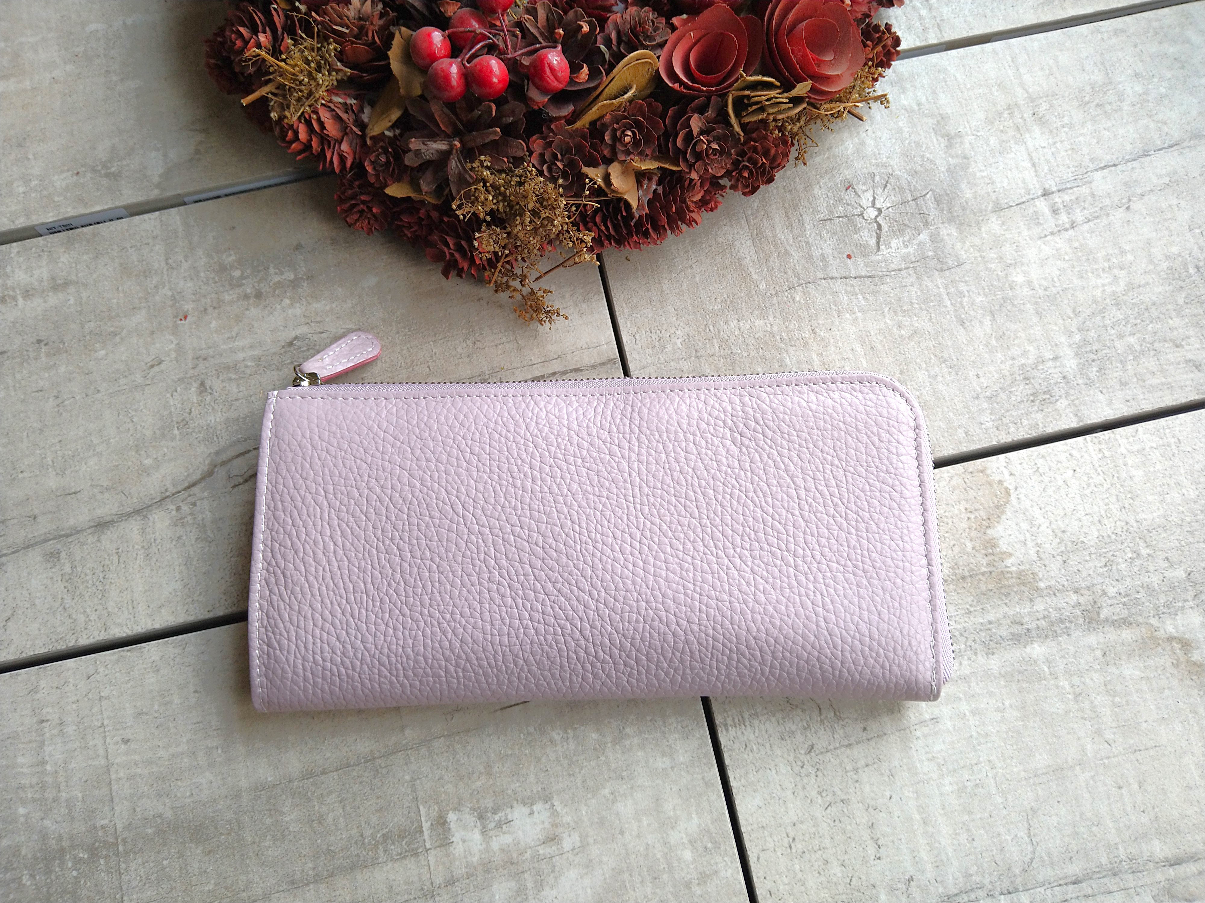 イタリーカーフのＬ字ファスナーサイフ　ピンクベージュ 14,250円