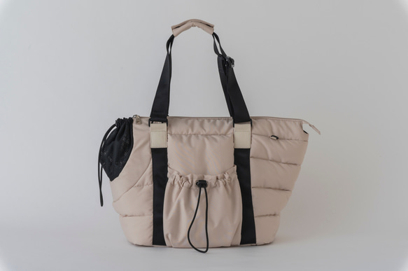 FuFu フワモコトートキャリー　オフホワイト　ー 　ペットキャリーバッグ　軽量　撥水素材　両利き対応 7枚目の画像