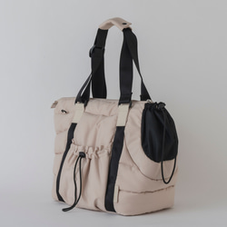 FuFu フワモコトートキャリー　オフホワイト　ー 　ペットキャリーバッグ　軽量　撥水素材　両利き対応 10枚目の画像