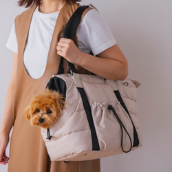 FuFu フワモコトートキャリー　オフホワイト　ー 　ペットキャリーバッグ　軽量　撥水素材　両利き対応 4枚目の画像