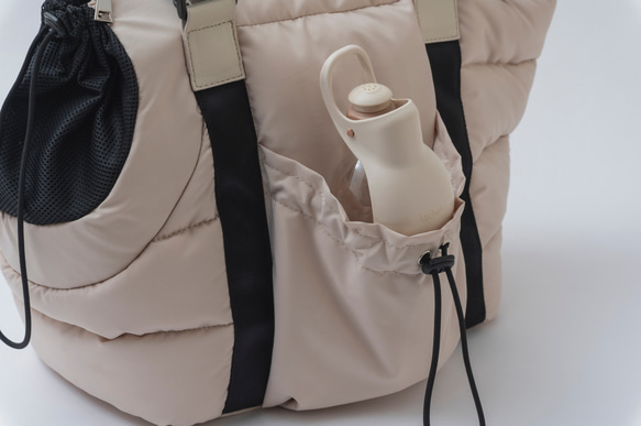 FuFu フワモコトートキャリー　オフホワイト　ー 　ペットキャリーバッグ　軽量　撥水素材　両利き対応 13枚目の画像