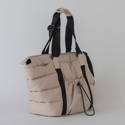 FuFu フワモコトートキャリー　オフホワイト　ー 　ペットキャリーバッグ　軽量　撥水素材　両利き対応 9枚目の画像