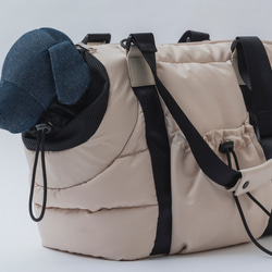 FuFu フワモコトートキャリー　オフホワイト　ー 　ペットキャリーバッグ　軽量　撥水素材　両利き対応 15枚目の画像