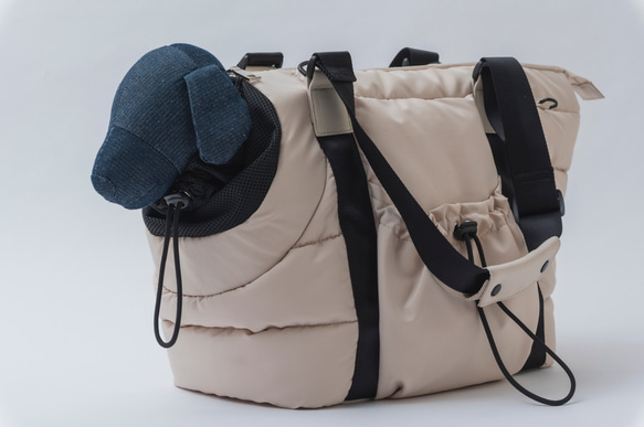 FuFu フワモコトートキャリー　オフホワイト　ー 　ペットキャリーバッグ　軽量　撥水素材　両利き対応 15枚目の画像