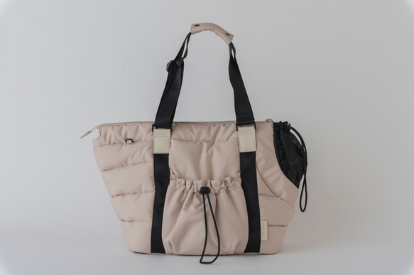 FuFu フワモコトートキャリー　オフホワイト　ー 　ペットキャリーバッグ　軽量　撥水素材　両利き対応 8枚目の画像