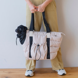 FuFu フワモコトートキャリー　オフホワイト　ー 　ペットキャリーバッグ　軽量　撥水素材　両利き対応 5枚目の画像