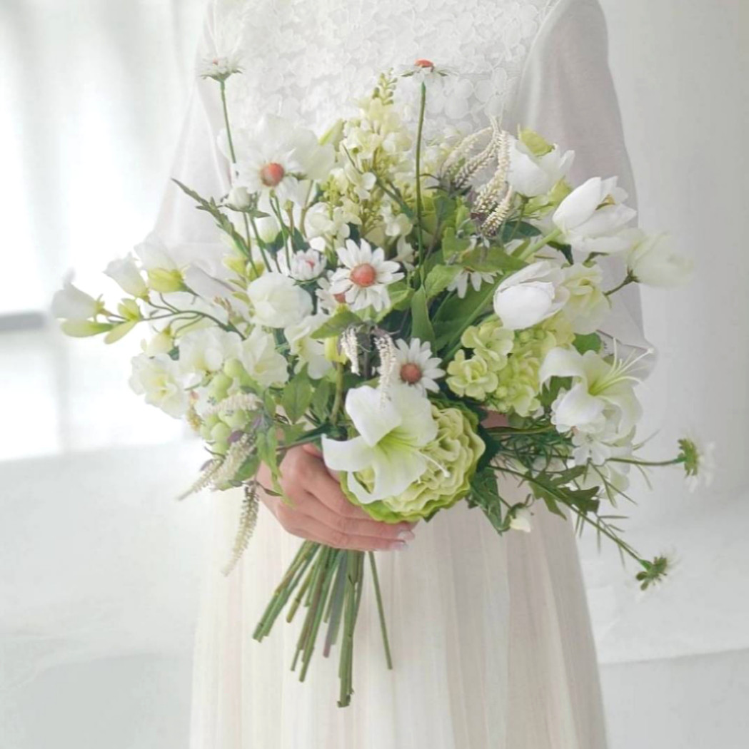 ウエディングブーケ ティンカーベル (クリスタルビジュー付)前撮りブーケ 造花ブーケ