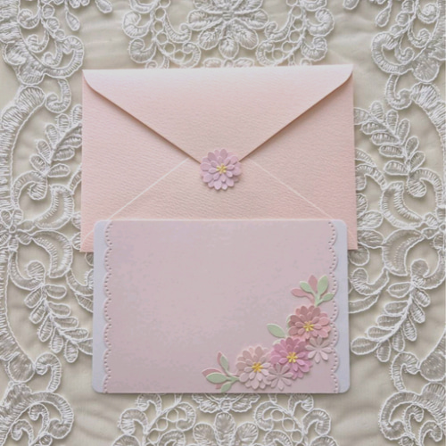 オーダー場所♡メッセージ書きます♡ お花付き メッセージカード(ポストカード サイズ) 封筒セット