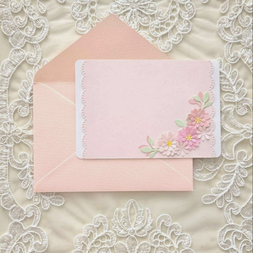 お花付き メッセージカード(ポストカード サイズ) 封筒セット/さくら