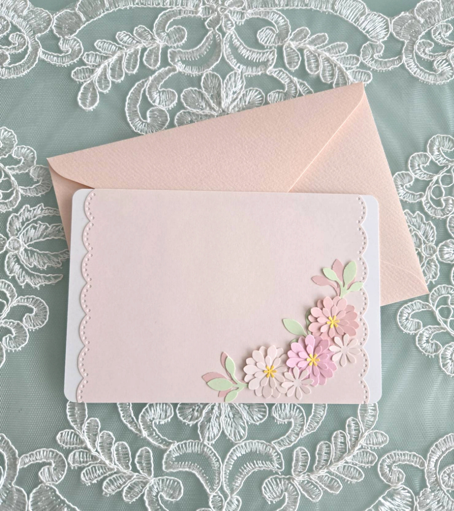 お花付き メッセージカード(ポストカード サイズ) 封筒セット