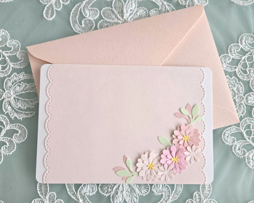 オーダー場所♡メッセージ書きます♡ お花付き メッセージカード(ポストカード サイズ) 封筒セット