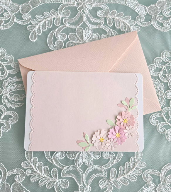 お花付き メッセージカード(ポストカード サイズ) 封筒セット/さくら