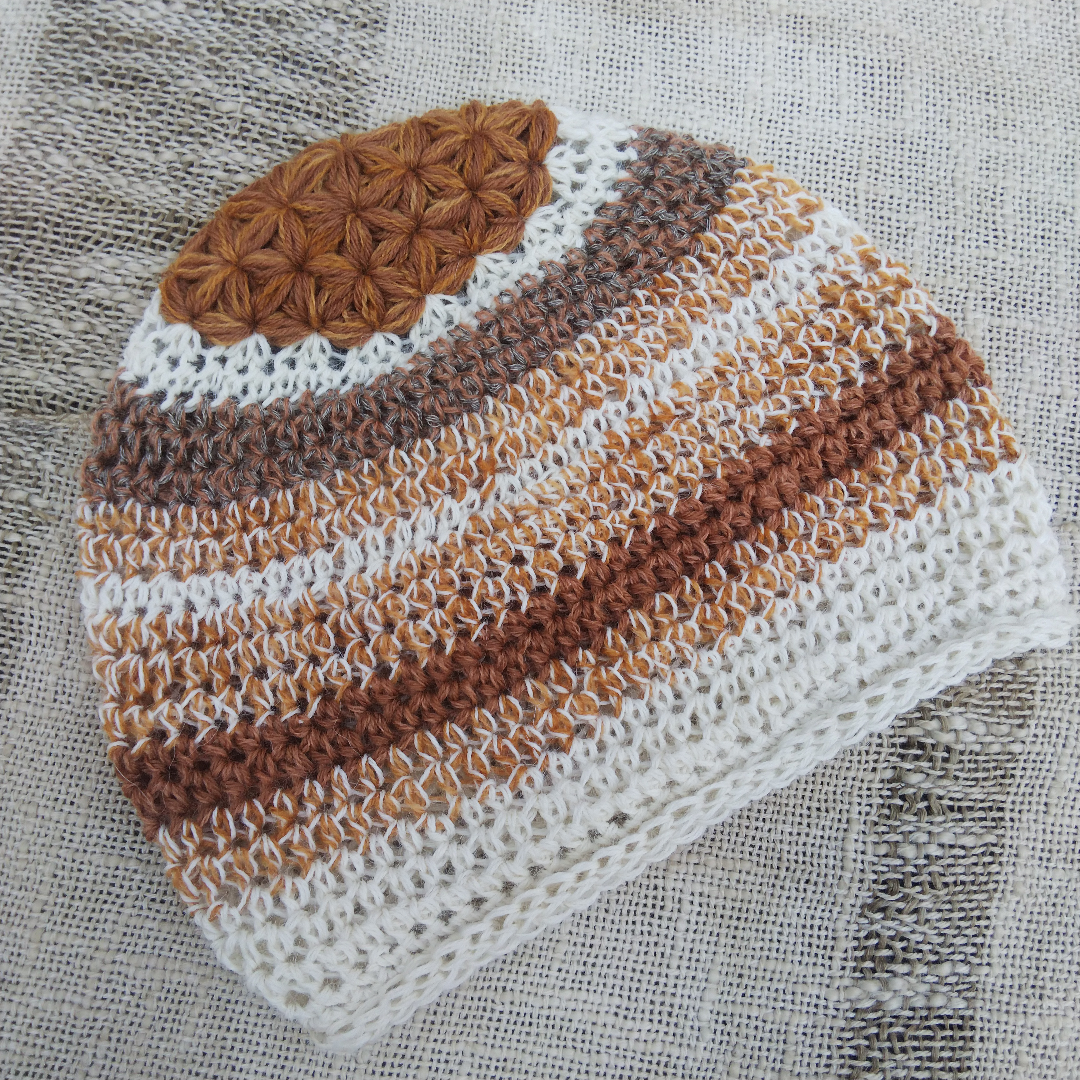 ビワ染め×ヨモギ染め アルパカ×ウール ニット帽