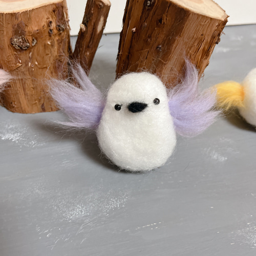 カラフルシマエナガちゃん ぬいぐるみ ポリエステル綿と羊毛フェルト