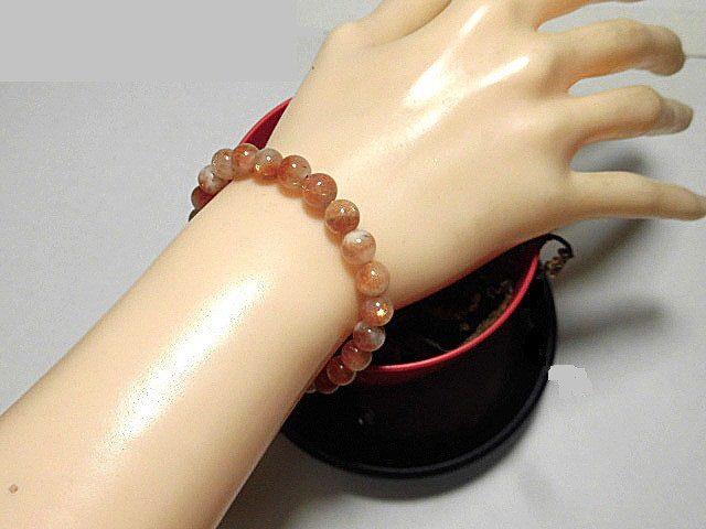 天然石 ストロベリークォーツ7.3～7.9mm玉ブレスレット 内周17.0cm 　　250720083