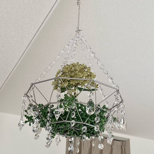 大グレーカゴ シャンデリア風 インテリア サンキャッチャー