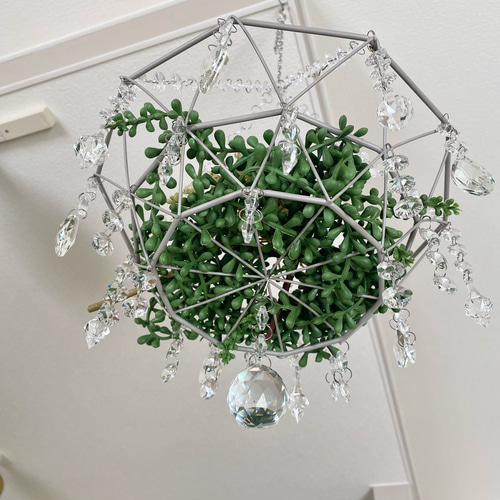 大グレーカゴ シャンデリア風 インテリア サンキャッチャー