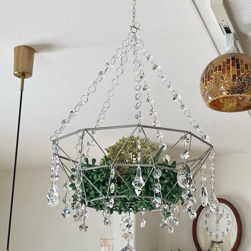 大グレーカゴ シャンデリア風 インテリア サンキャッチャー